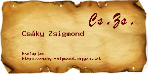 Csáky Zsigmond névjegykártya